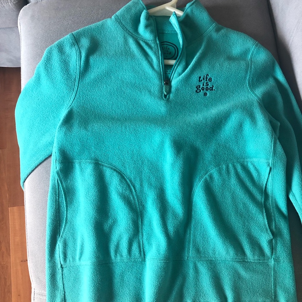 Teal half zip up. Life is good size XS